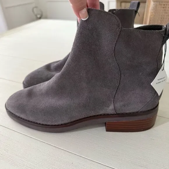 Cole Haan River Waterproof Suede Booties in Gray with Wood Heel 8.5 NWOB - Picture 3 of 11